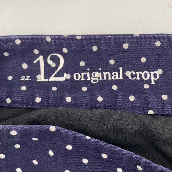 LOFT Navy Blue White Polka Dot Print Original Crop Pants Size 12 - Picture 6 of 8